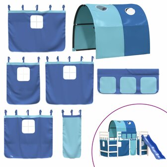 Kinderhoogslaper met tunnel 80x200 cm massief grenenhout blauw 8