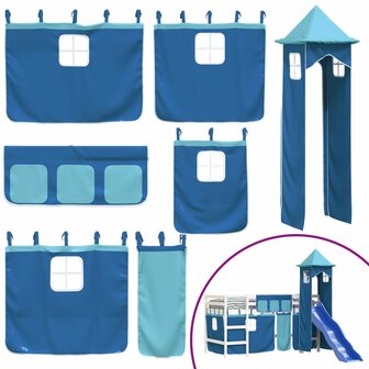 Kinderhoogslaper met toren 90x200 cm massief grenenhout blauw 8