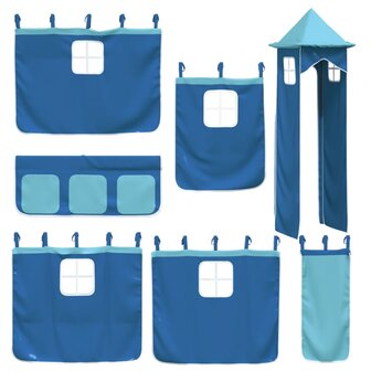 Kinderhoogslaper met toren 90x200 cm massief grenenhout blauw 9