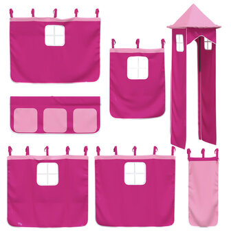 Kinderhoogslaper met toren 90x190 cm massief grenenhout roze 9