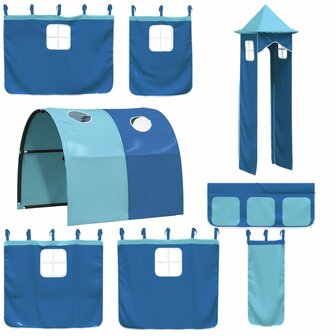 Kinderhoogslaper met toren 80x200 cm massief grenenhout blauw 9