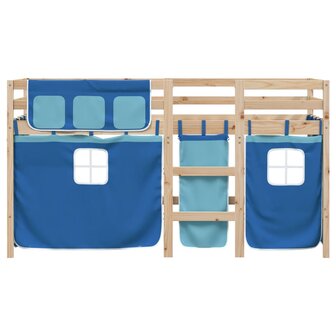 Kinderhoogslaper met gordijnen 80x200 cm grenenhout blauw 4