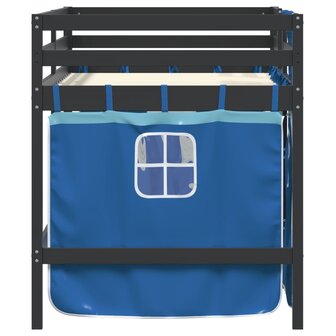 Kinderhoogslaper met gordijnen 90x190 cm grenenhout blauw 5