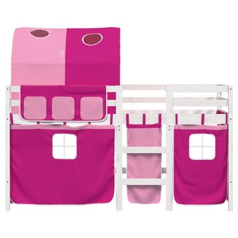 Kinderhoogslaper met tunnel 80x200 cm massief grenenhout roze 4