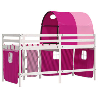 Kinderhoogslaper met tunnel 80x200 cm massief grenenhout roze 6