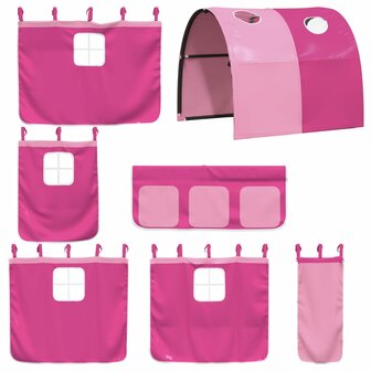 Kinderhoogslaper met tunnel 80x200 cm massief grenenhout roze 8