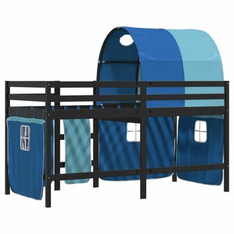 Kinderhoogslaper met tunnel 90x200 cm massief grenenhout blauw 6