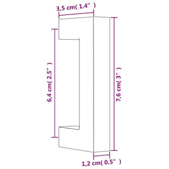 Handvatten 10 st 64 mm roestvrij staal zwart 8