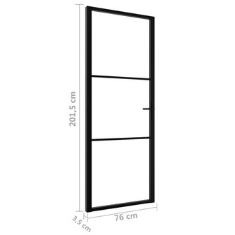 Binnendeur 76x201,5 cm ESG-glas en aluminium zwart 6