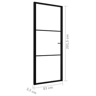 Binnendeur 83x201,5 cm ESG-glas en aluminium zwart 6