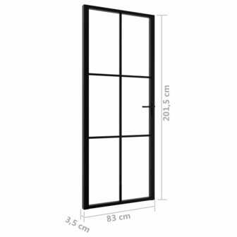 Binnendeur 83x201,5 cm ESG-glas en aluminium zwart 6