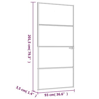 Binnendeur 93x201,5 cm gehard glas en aluminium smal zwart 8