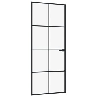 Binnendeur 83x201,5 cm gehard glas en aluminium smal zwart 2