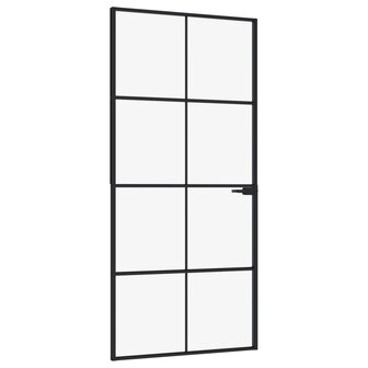 Binnendeur 93x201,5 cm gehard glas en aluminium smal zwart 2