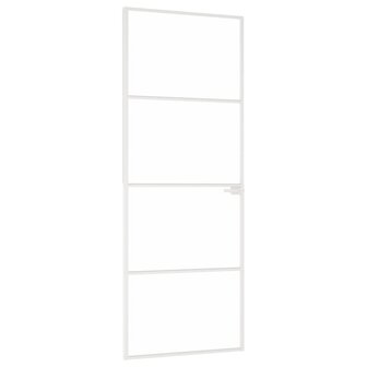 Binnendeur 76x201,5 cm gehard glas en aluminium smal wit 2