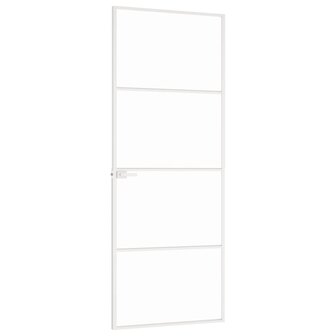 Binnendeur 76x201,5 cm gehard glas en aluminium smal wit 4