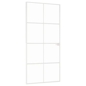 Binnendeur 93x201,5 cm gehard glas en aluminium smal wit 2