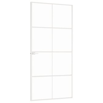 Binnendeur 93x201,5 cm gehard glas en aluminium smal wit 4