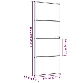 Binnendeur smal 83x201,5 cm gehard glas en aluminium zwart 9