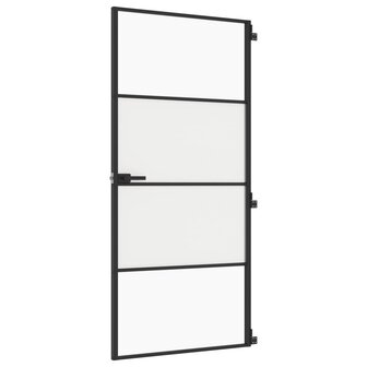 Binnendeur smal 93x201,5 cm gehard glas en aluminium zwart 2