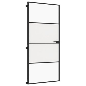 Binnendeur smal 93x201,5 cm gehard glas en aluminium zwart 5