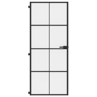 Binnendeur smal 83x201,5 cm gehard glas en aluminium zwart 3