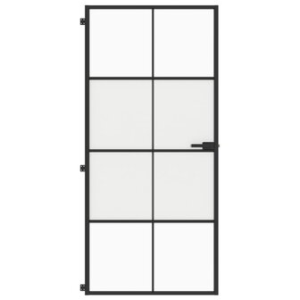 Binnendeur smal 93x201,5 cm gehard glas en aluminium zwart 3