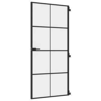 Binnendeur smal 93x201,5 cm gehard glas en aluminium zwart 2