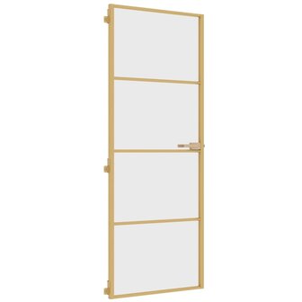 Binnendeur smal 76x201,5 cm gehard glas en aluminium goudkleur 2