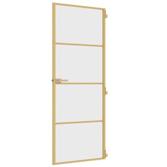 Binnendeur smal 76x201,5 cm gehard glas en aluminium goudkleur 5