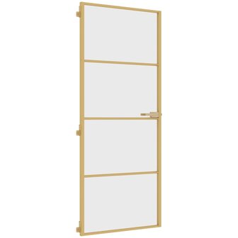 Binnendeur smal 83x201,5 cm gehard glas en aluminium goudkleur 2