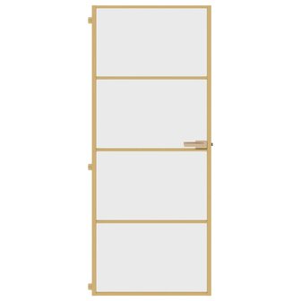 Binnendeur smal 83x201,5 cm gehard glas en aluminium goudkleur 3