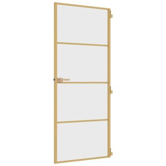 Binnendeur smal 83x201,5 cm gehard glas en aluminium goudkleur 5