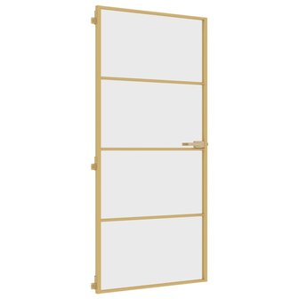 Binnendeur smal 93x201,5 cm gehard glas en aluminium goudkleur 2