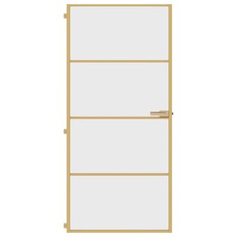 Binnendeur smal 93x201,5 cm gehard glas en aluminium goudkleur 3