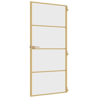 Binnendeur smal 93x201,5 cm gehard glas en aluminium goudkleur 5