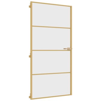 Binnendeur smal 102,5x201,5 cm gehard glas en aluminium goud 2