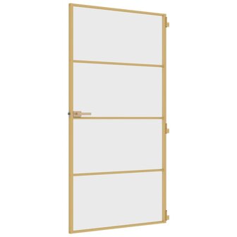 Binnendeur smal 102,5x201,5 cm gehard glas en aluminium goud 5