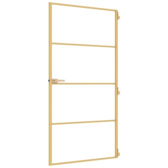 Binnendeur smal 102,5x201,5 cm gehard glas en aluminium goud 5