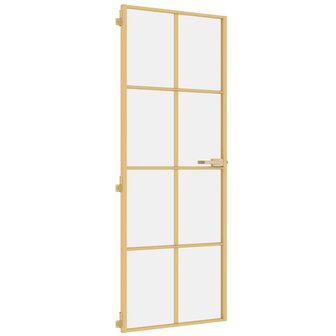 Binnendeur smal 76x201,5 cm gehard glas en aluminium goudkleur 2