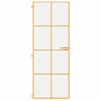 Binnendeur smal 76x201,5 cm gehard glas en aluminium goudkleur 3