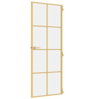 Binnendeur smal 76x201,5 cm gehard glas en aluminium goudkleur 5