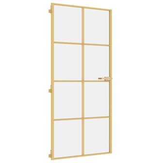 Binnendeur smal 93x201,5 cm gehard glas en aluminium goudkleur 2