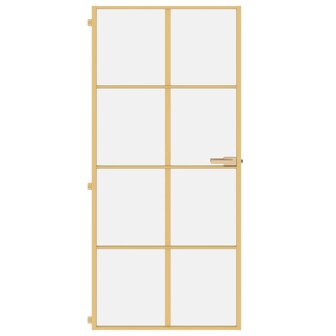 Binnendeur smal 93x201,5 cm gehard glas en aluminium goudkleur 3