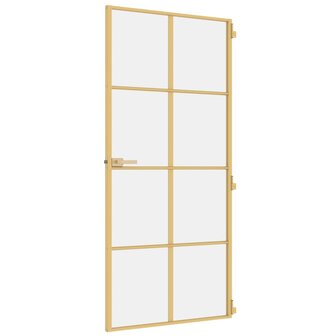 Binnendeur smal 93x201,5 cm gehard glas en aluminium goudkleur 5