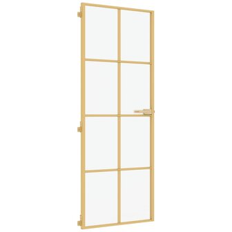 Binnendeur smal 76x201,5 cm gehard glas en aluminium goudkleur 2