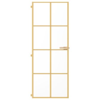 Binnendeur smal 76x201,5 cm gehard glas en aluminium goudkleur 3