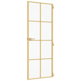 Binnendeur smal 76x201,5 cm gehard glas en aluminium goudkleur 5