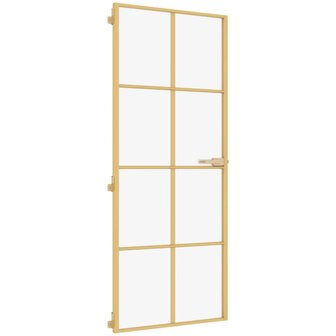 Binnendeur smal 83x201,5 cm gehard glas en aluminium goudkleur 2