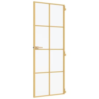 Binnendeur smal 83x201,5 cm gehard glas en aluminium goudkleur 5